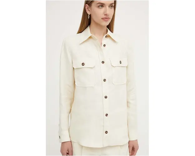 Weekend Max Mara camasa de in culoarea bej, cu guler clasic, regular, 2415111013600 2415110000000