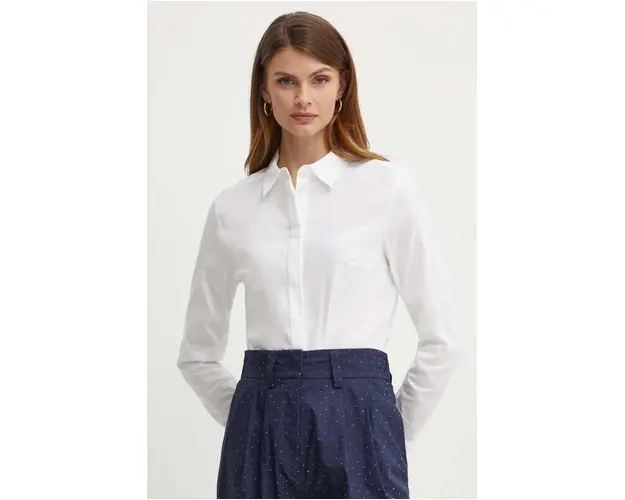 BOSS camasa femei, culoarea bej, cu guler clasic, regular, 50490772