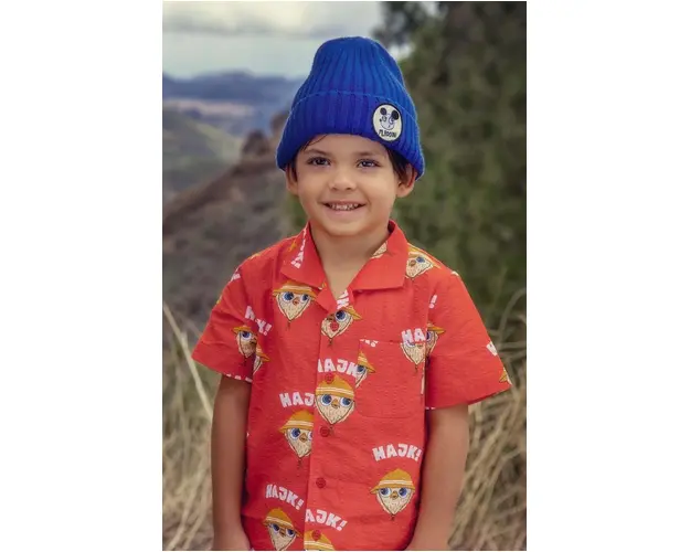 Mini Rodini camasa de bumbac pentru copii Hike culoarea rosu