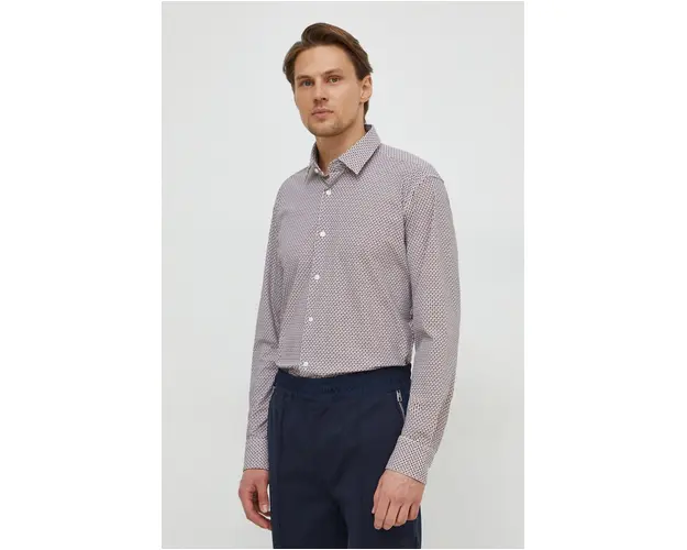 BOSS camasa barbati, culoarea bej, cu guler clasic, slim 50508738