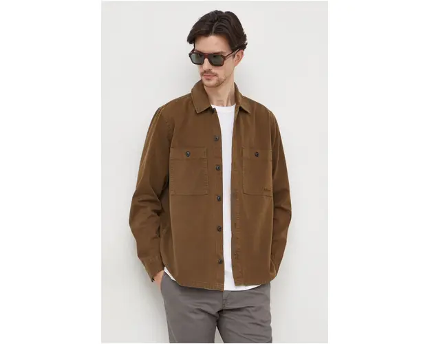 BOSS Orange camasa din bumbac barbati, culoarea verde, cu guler clasic, regular 50506734