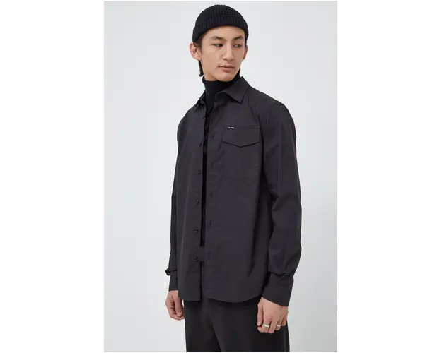 G-Star Raw camasa barbati, culoarea negru, cu guler clasic, regular