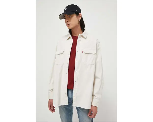 Levi's camasa din bumbac barbati, culoarea bej, cu guler clasic, relaxed