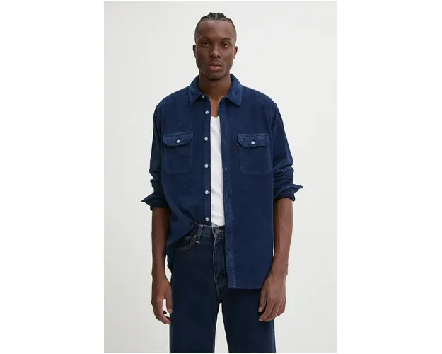 Levi's camasa din bumbac barbati, culoarea verde, cu guler clasic, relaxed