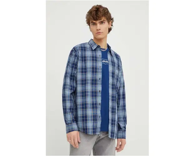 Levi's camasa din bumbac barbati, culoarea albastru marin, cu guler clasic, regular