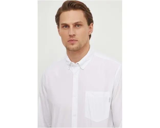 Pepe Jeans camasa din bumbac Prince barbati, culoarea alb, cu guler button-down, regular