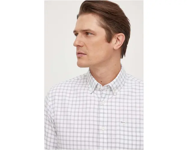 Pepe Jeans camasa din bumbac Paul barbati, culoarea alb, cu guler button-down, regular