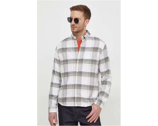 Pepe Jeans camasa din bumbac barbati, culoarea alb, cu guler button-down, regular