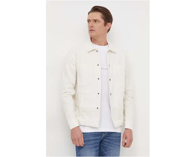 Pepe Jeans geaca cu aspect de camasa culoarea bej, de tranzitie