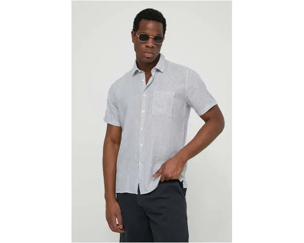 Barbour camasa din amestec de in cu guler clasic, regular