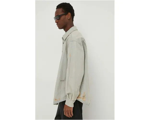 MSGM camasa jeans barbati, cu guler clasic, regular 3640ME231L.247098