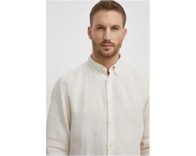 BOSS camasa de in culoarea bej, cu guler button-down, regular 50513849