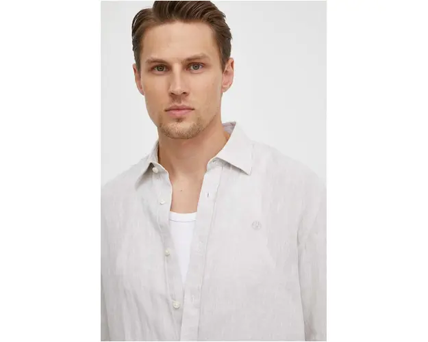 North Sails camasa de in culoarea bej, cu guler clasic, regular, 664300