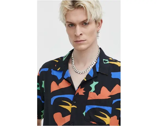 Volcom camasa x ARTHUR LONGO barbati, culoarea negru, regular