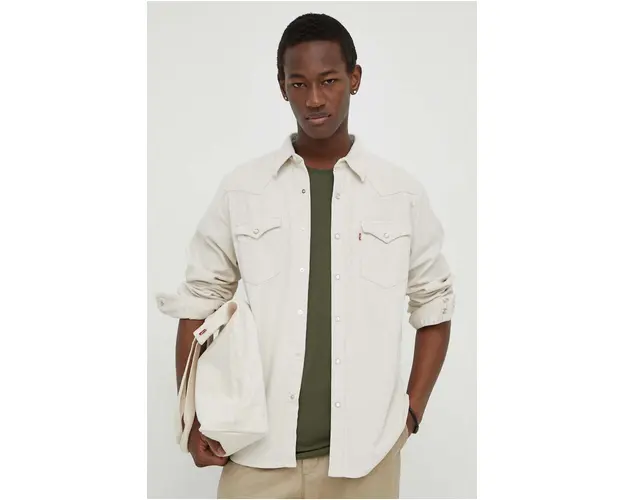 Levi's camasa din bumbac barbati, culoarea gri, cu guler clasic, regular
