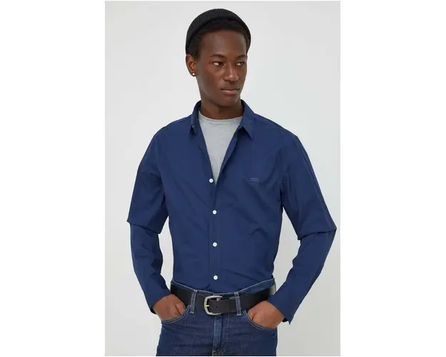 Levi's camasa barbati, culoarea albastru marin, cu guler clasic, slim