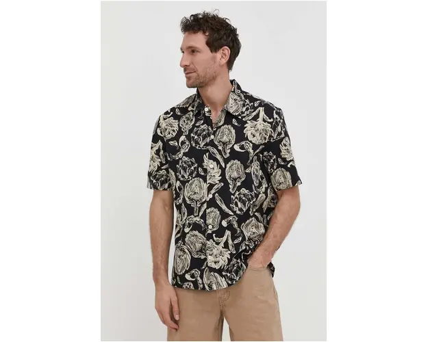 Marc O'Polo camasa din bumbac barbati, culoarea negru, cu guler clasic, regular