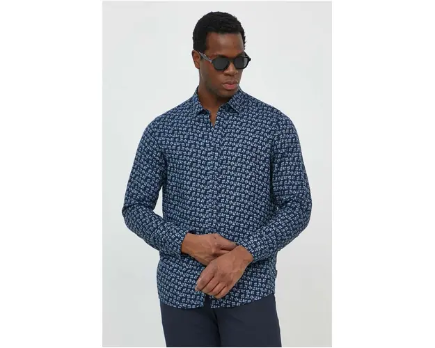 Michael Kors camasa de in culoarea albastru marin, cu guler clasic, regular