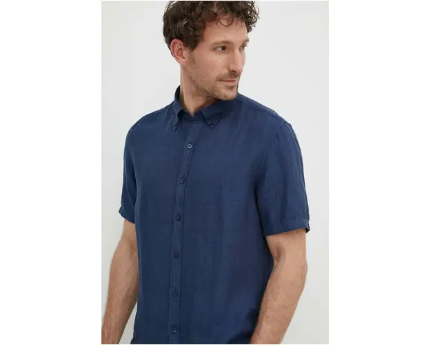 Michael Kors camasa de in culoarea albastru marin, cu guler button-down, regular