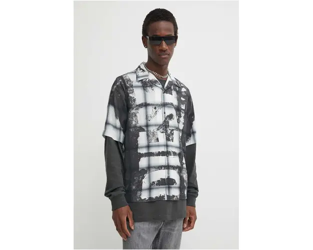 Diesel camasa S-NABIL CAMICIA barbati, culoarea negru, regular, A12965.0NJAE