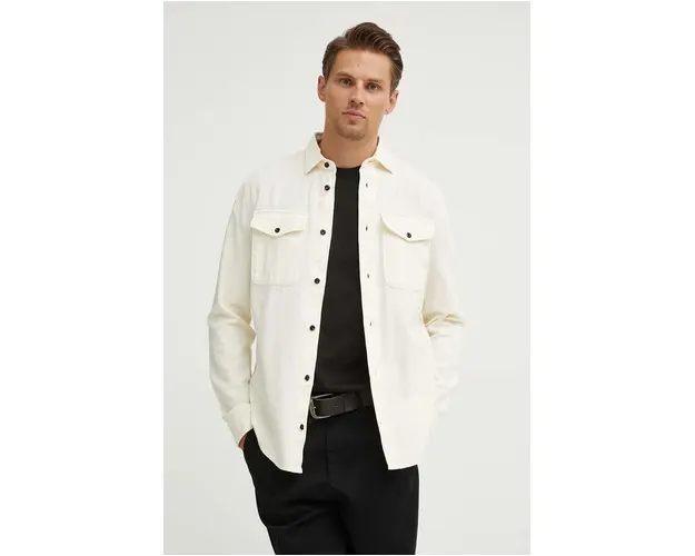 G-Star Raw camasa din bumbac barbati, culoarea verde, cu guler clasic, regular