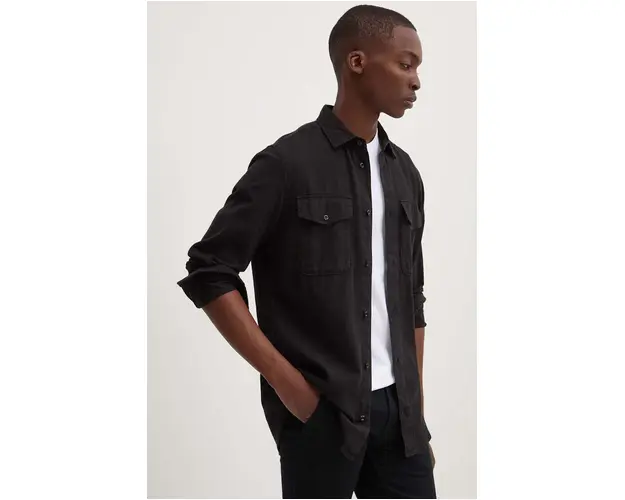 G-Star Raw camasa din bumbac barbati, culoarea negru, cu guler clasic, regular