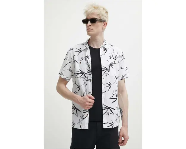 Superdry camasa din amestec de in culoarea alb, cu guler clasic, regular