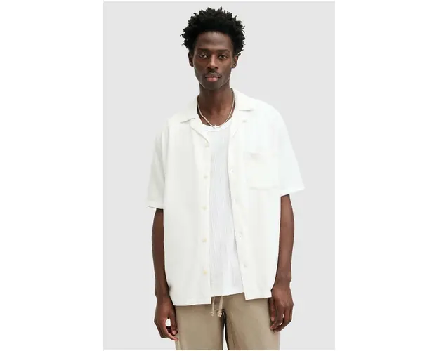 AllSaints camasa CUDI barbati, culoarea alb, relaxed