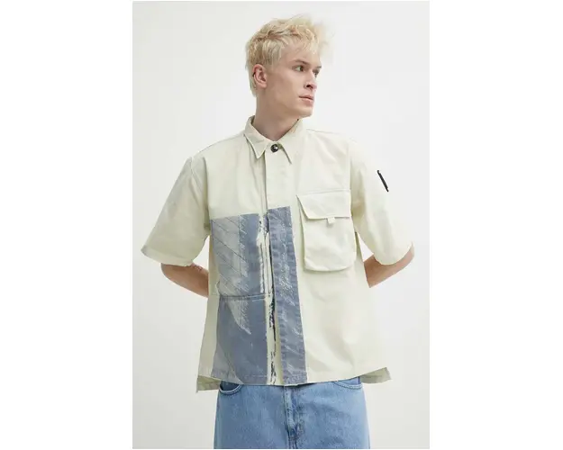 A-COLD-WALL* camasa din bumbac Strand Overshirt barbati, culoarea bej, cu guler clasic, relaxed, ACWMSH131