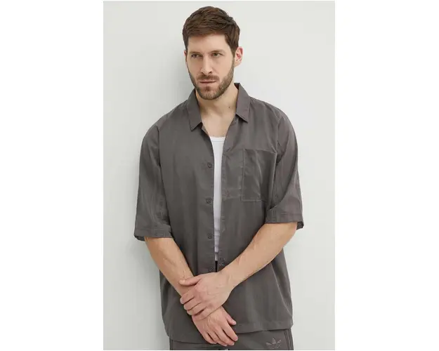adidas Originals camasa barbati, culoarea gri, relaxed, IT7439