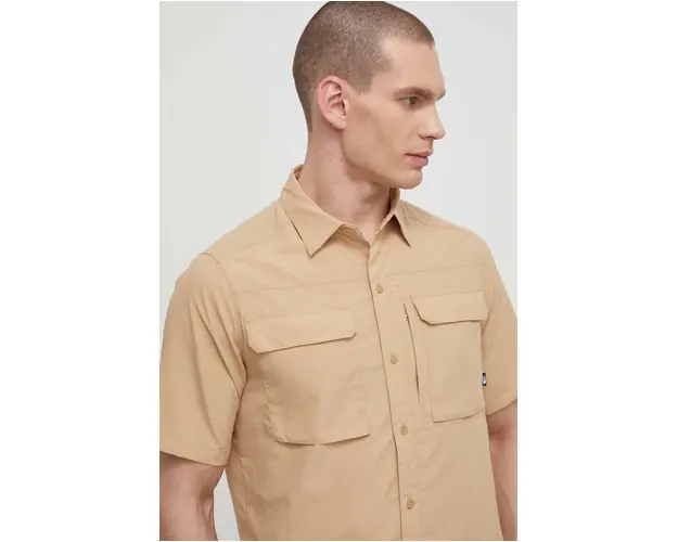 The North Face camasa Sequoia barbati, culoarea bej, cu guler clasic, regular, NF0A4T19LK51