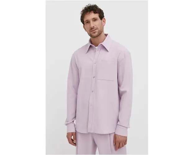 Won Hundred camasa barbati, culoarea roz, cu guler clasic, regular 2851-14229