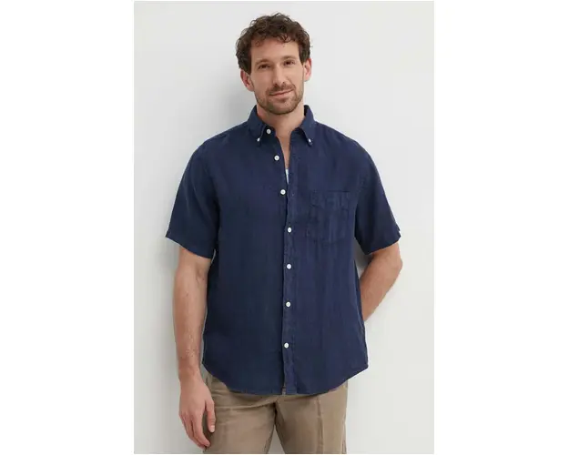 Gant camasa de in culoarea albastru marin, cu guler button-down, regular