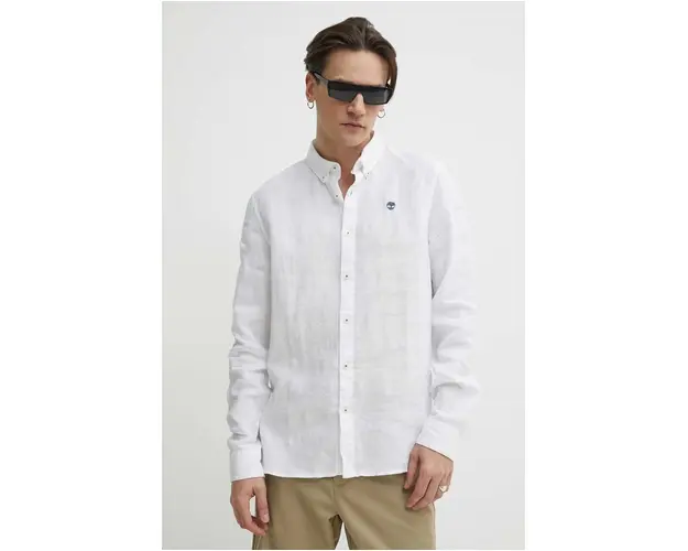 Timberland camasa de in culoarea alb, cu guler button-down, slim, TB0A2DC31001