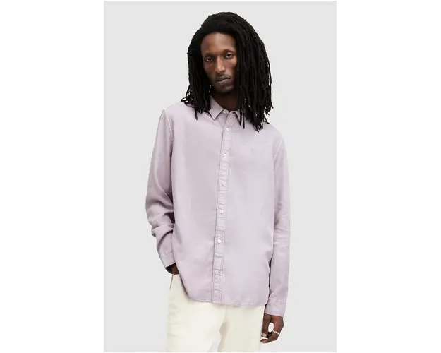 AllSaints camasa de in LAGUNA LS SHIRT culoarea roz, cu guler button-down, relaxed, MS540Z