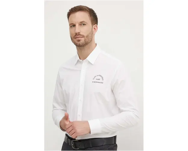 Karl Lagerfeld camasa barbati, culoarea alb, cu guler clasic, regular, 532600.605929