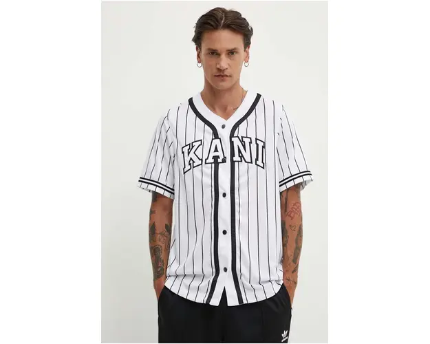 Karl Kani camasa barbati, culoarea alb, cu guler clasic, regular, 6033361