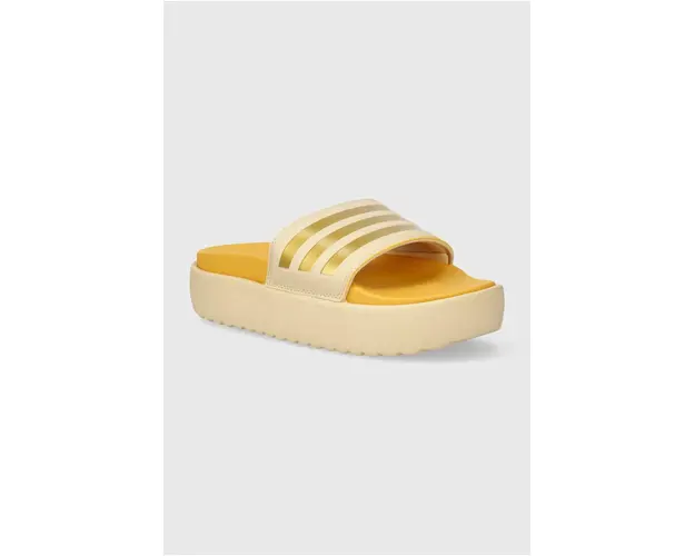 adidas papuci femei, culoarea galben, cu platforma, IF3422