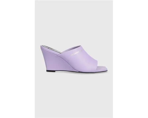 Karl Lagerfeld slapi de piele RIALTO femei, culoarea violet, toc pana, KL34400
