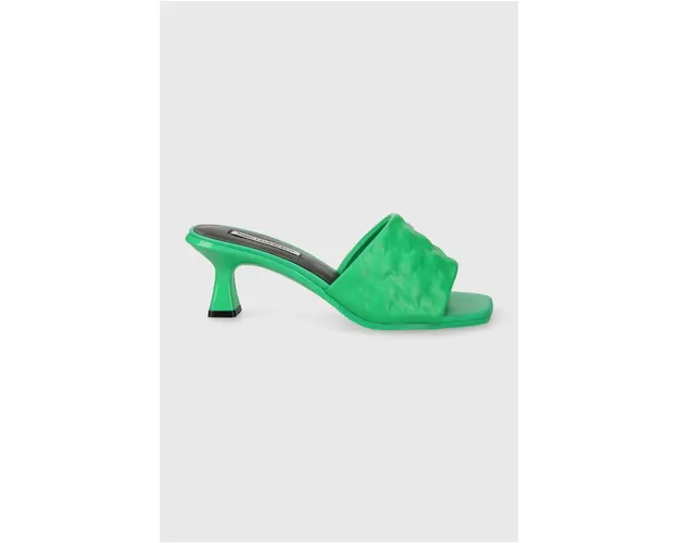 Karl Lagerfeld slapi de piele PANACHE II femei, culoarea verde, cu toc drept, KL30113