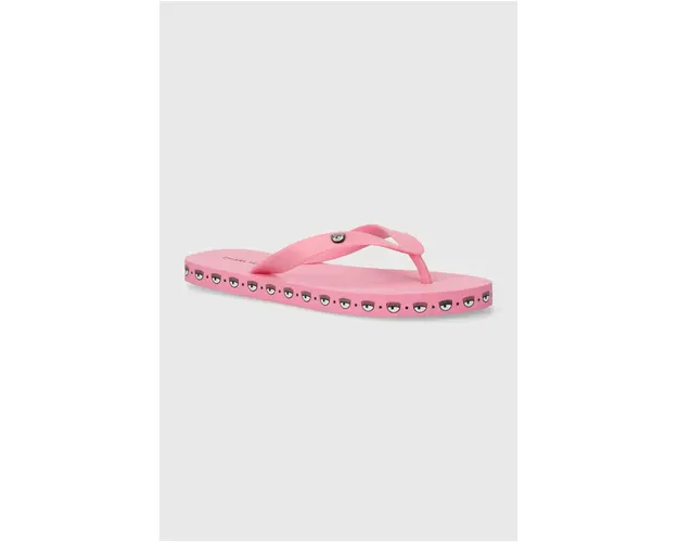 Chiara Ferragni slapi Flip-Flop Logomania femei, culoarea roz, cu toc plat, CF2813_012