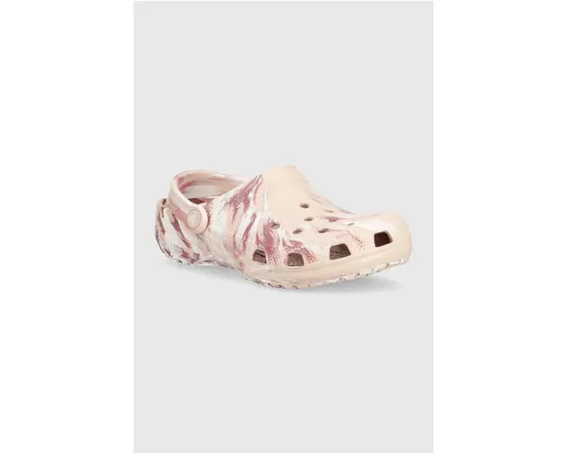 Crocs papuci Classic Marbled Clog femei, culoarea roz, 206867