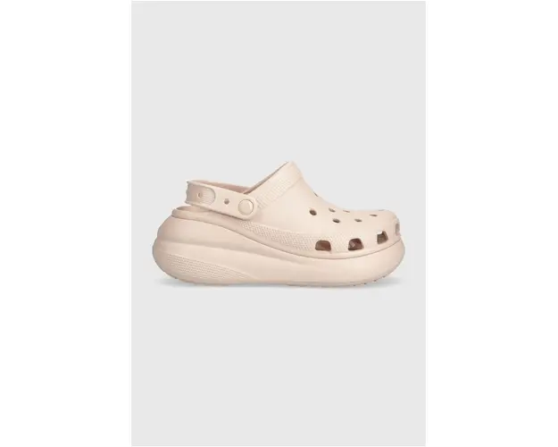 Crocs papuci Classic Crush Clog femei, culoarea roz, toc pana 206121