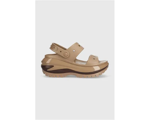 Crocs papuci Classic Mega Crush Sandal femei, culoarea maro, cu platforma 207988