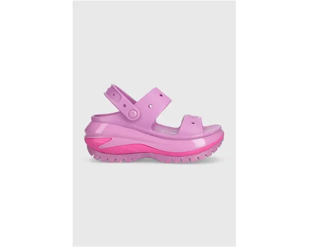Crocs papuci Classic Mega Crush Sandal femei, culoarea violet, cu platforma 207989