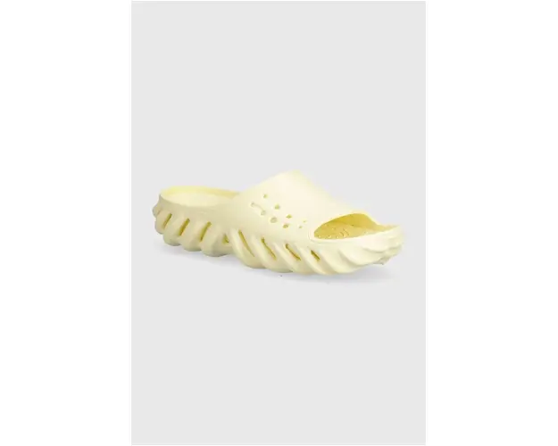 Crocs papuci Echo Slide femei, culoarea galben, cu platforma, 208170