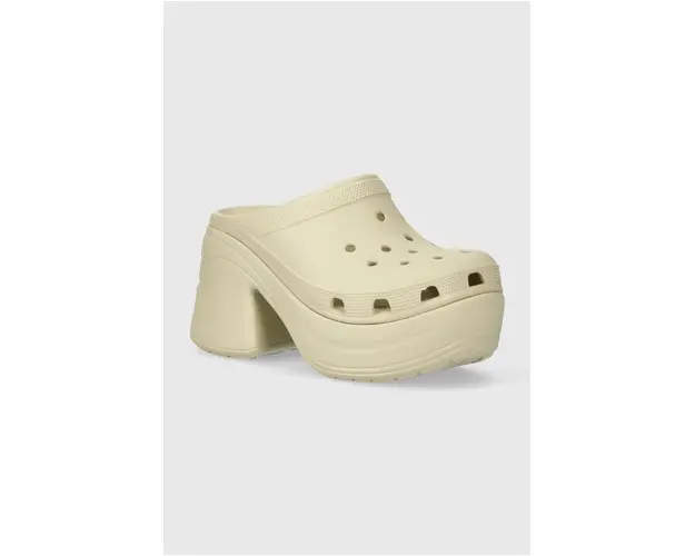 Crocs papuci Siren Clog femei, culoarea bej, cu platforma, 208547