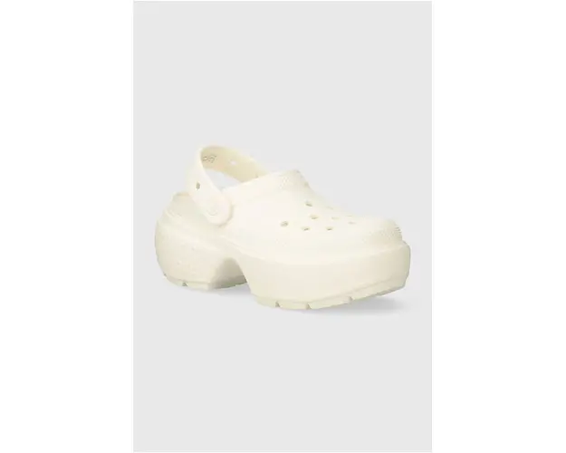 Crocs papuci Stomp Slide femei, culoarea bej, cu platforma, 209347.0WV