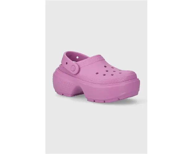 Crocs papuci Stomp Slide femei, culoarea violet, cu platforma, 209347