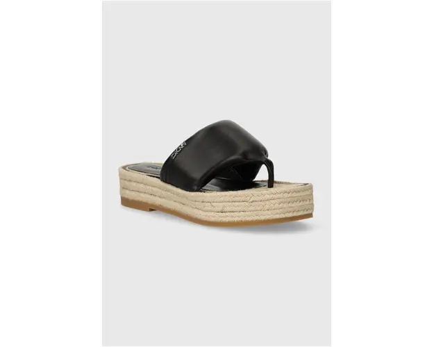 Dkny slapi de piele Fifi femei, culoarea negru, cu platforma, K1405997